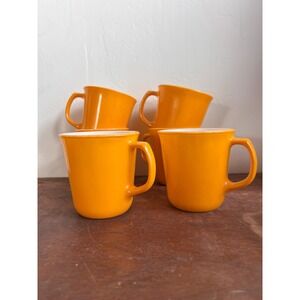 Vintage Corningware Mustard Yellow Mugs Set of 6- Milk Glass